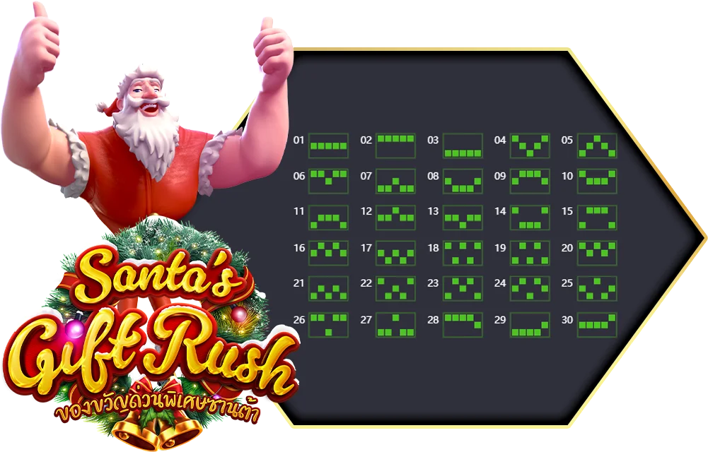 ไลน์เดิมพันการชนะรางวัลของเกมสล็อต Santa’s Gift Rush